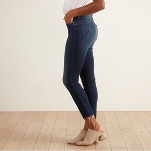 Mother Denim 29 high waisted looker ankle fray skinny Jeans stretch blue
